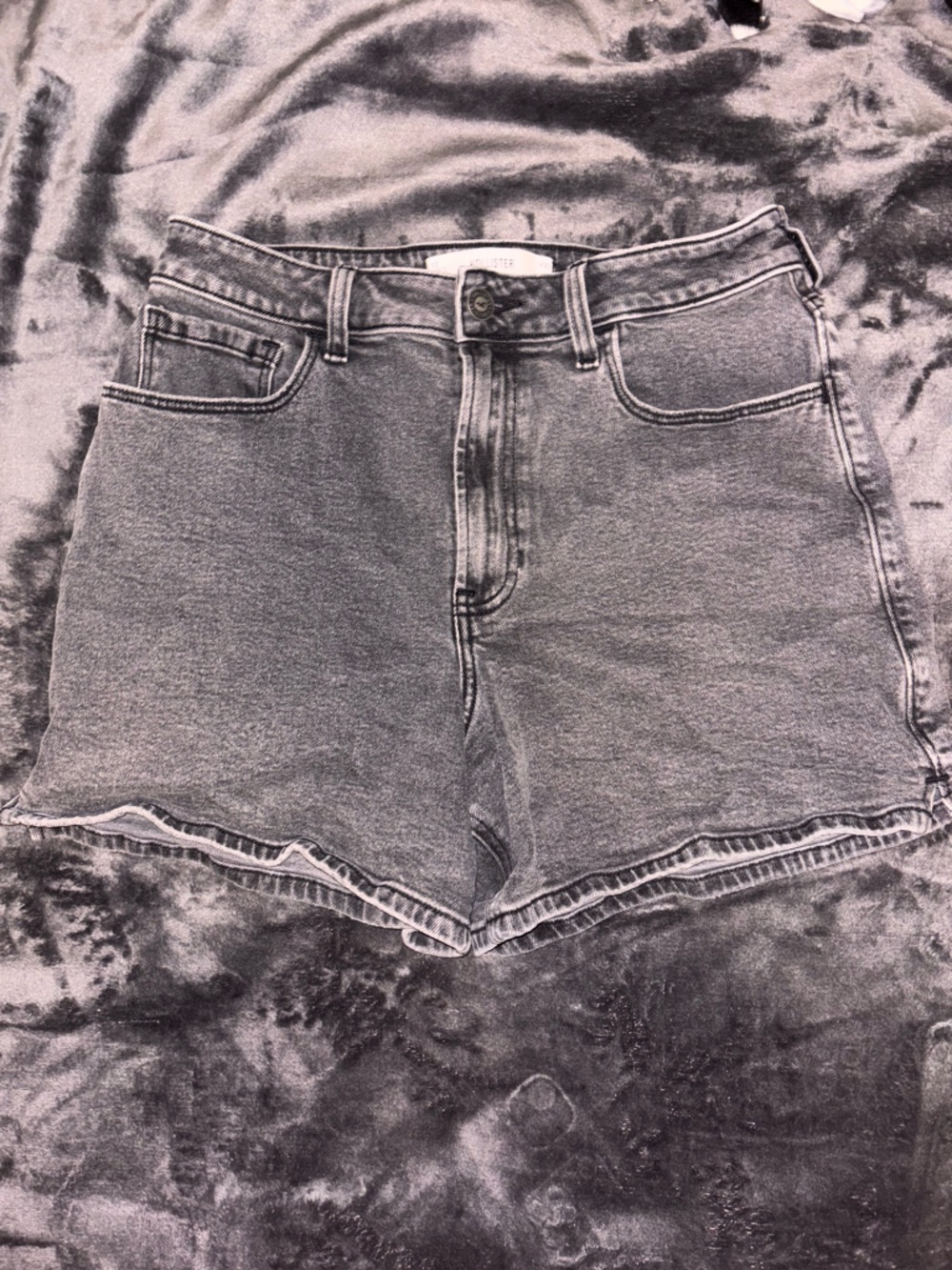 Hollister High-Rise Gray Denim Cropped Shorts